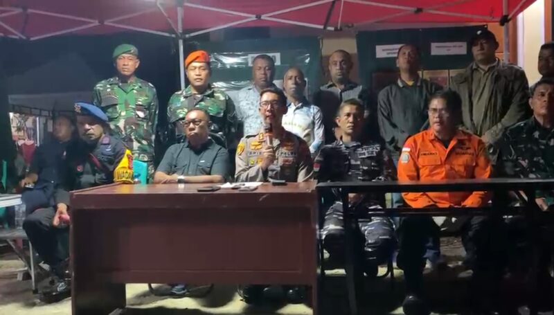 Kapolres gelar konferensi pers pasca penanganan lanjutan ledakan bom yang diduga berasal dari Perang Dunia II di Biak (Foto: Istimewa/Humas Polres Biak)