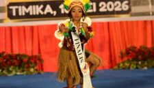 Nikia Angel Awom. Siswi kelas III SD Inpres Sempan Barat, Timika, itu berhasil meraih gelar juara Miss Bintang Indonesia Junior Papua Tengah–Maluku 2026 (Foto: Newsline/Eliezer)