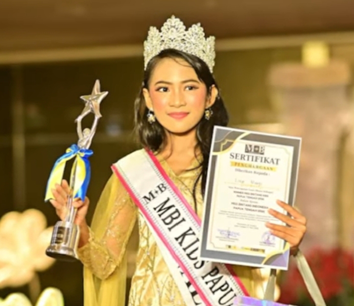 Sinar Mangi Juara Utama Miss Bintang Indonesia Kids Papua Tengah dan Maluku 2026 (Foto: Istimewa)